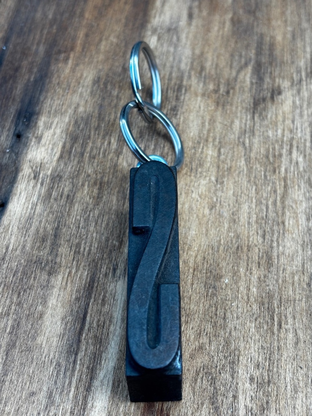Vintage Wood Type Letter S Keychain | Handmade One of a Kind | Churoncalla